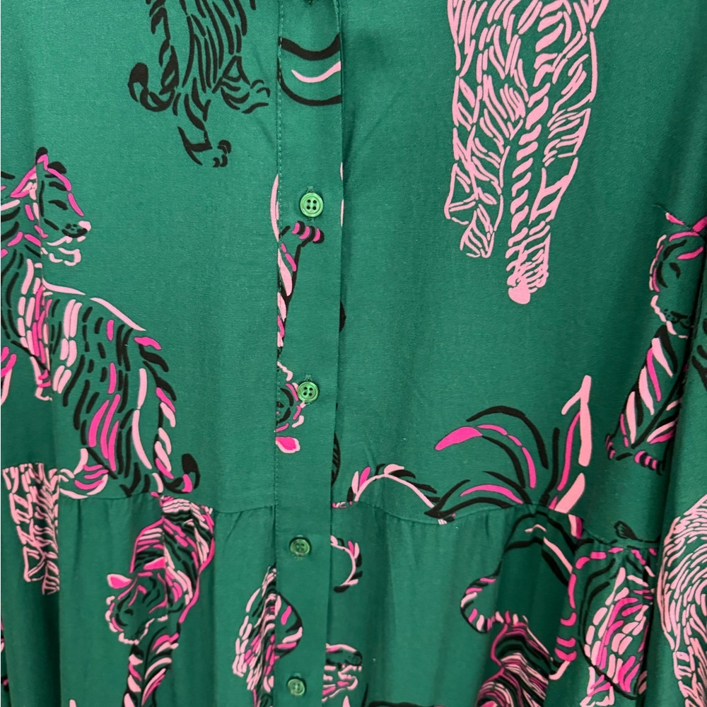 NWT Crown & Ivy Teal and Pink Animal Print Midi Dress - Picture 10 of 13